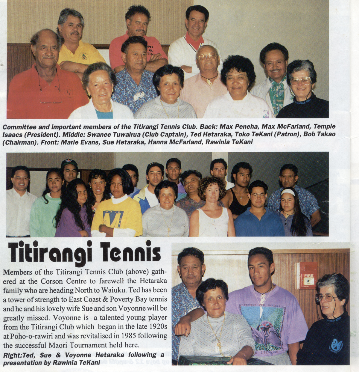 Titirangi Tennis Club - Farewell to Hetaraka whanau